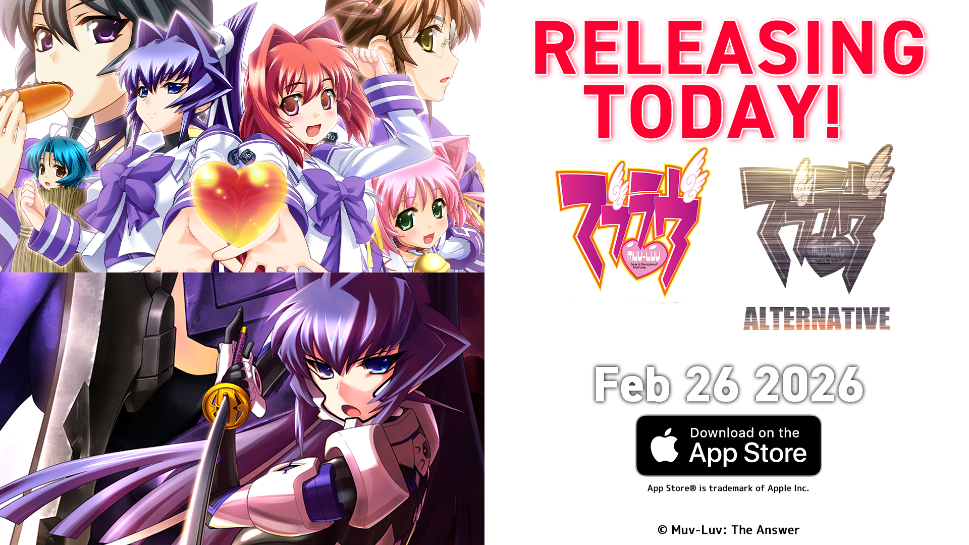 iOS editions of “Muv-Luv” and “Muv-Luv Alternative” are now available!
